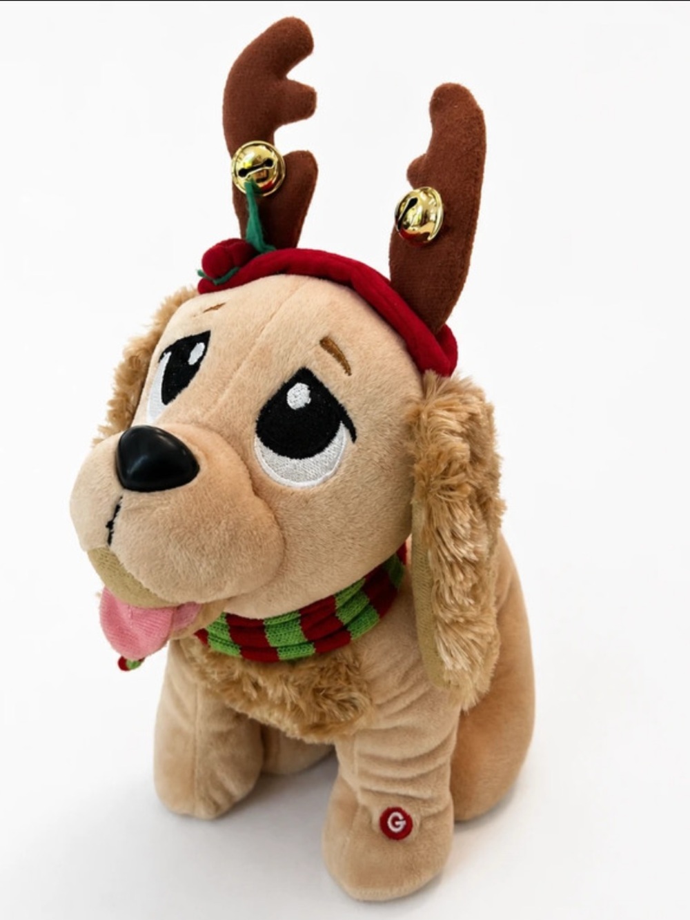 Gemmy Animated Dog Cocker Spaniel Christmas Reindeer Antlers Musical Dances